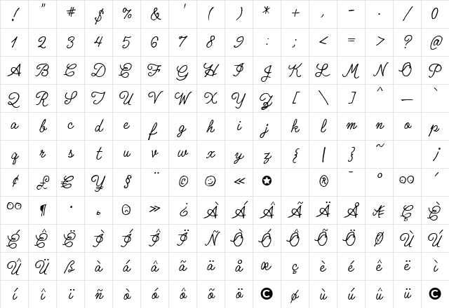 QuimbyMayoral Regular Character Map