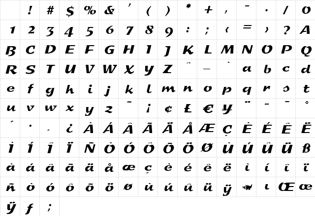 PamelaBecker Regular Character Map PamelaBecker Regular Character Map