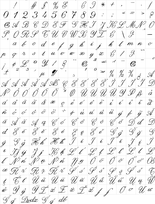zai Italic Hand Calligraphy Regular Character Map zai Italic Hand Calligraphy Regular Character Map