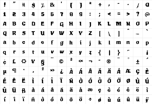 F2FMekanikAmente LT Std Regular Character Map