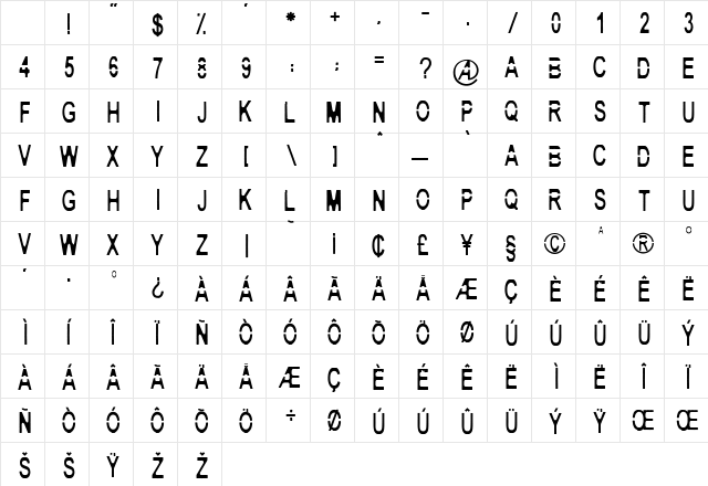 Yes, Sir! Regular Character Map Yes, Sir! Regular Character Map