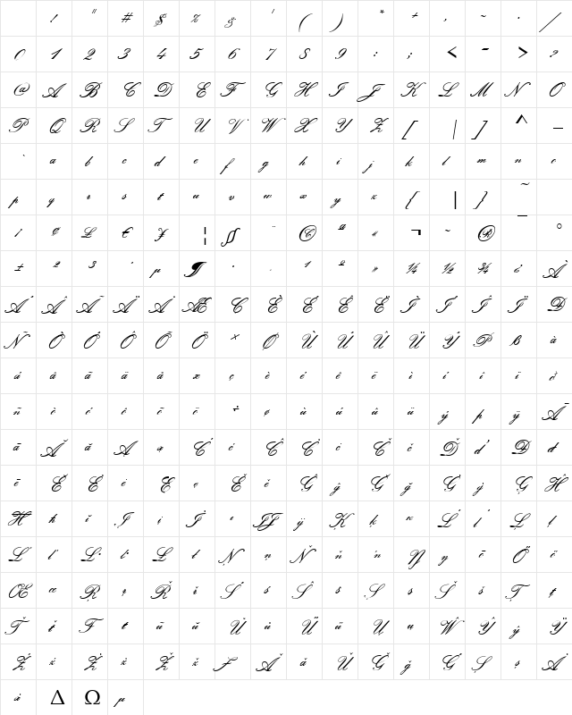 Pamplona Regular Character Map