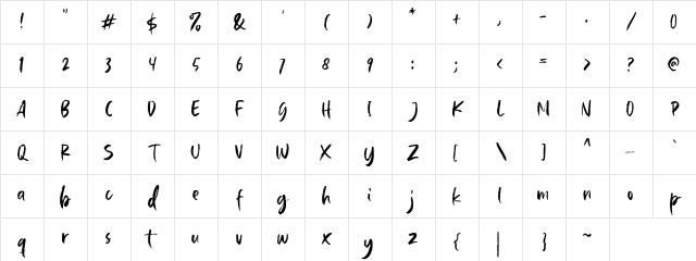 Baille Simpson DEMO Regular Character Map