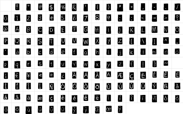 Paf Header Regular Character Map