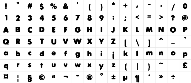 ExposureCThree Regular Character Map