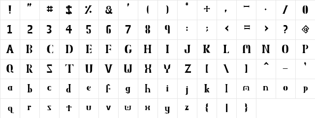 Obelisk MXVV Regular Character Map Obelisk MXVV Regular Character Map