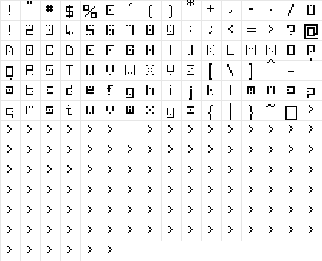 00Cryptix Regular Character Map