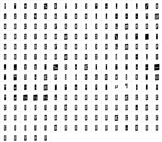 a_VizoraCmUp Regular Character Map