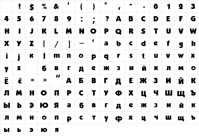 Kabel MediumExttraBold Character Map Kabel MediumExttraBold Character Map