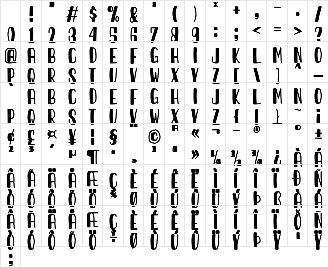 Sunday Best Regular Character Map