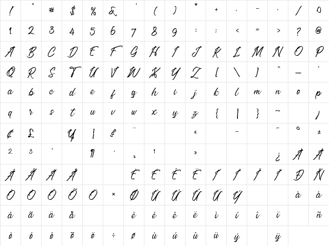 Erisblue Script Light Regular Character Map Erisblue Script Light Regular Character Map