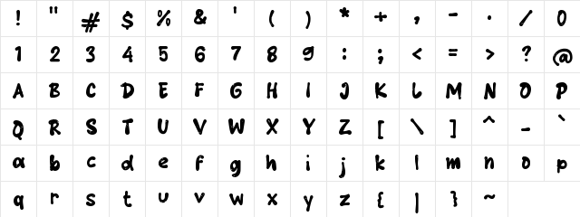 g Genderang Regular Character Map