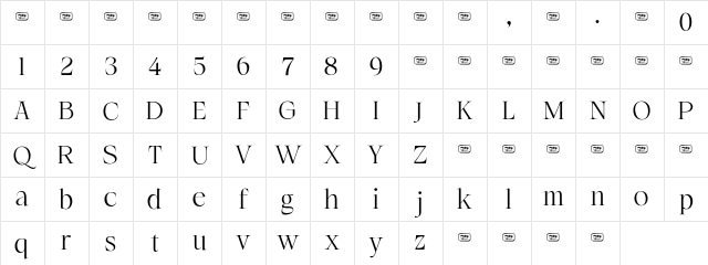 GLAMORE Free Trial Regular Character Map GLAMORE Free Trial Regular Character Map