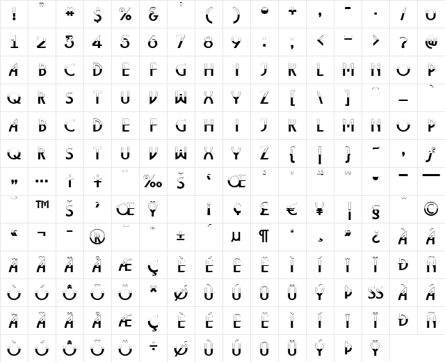 a_LancetB&W Regular Character Map a_LancetB&W Regular Character Map