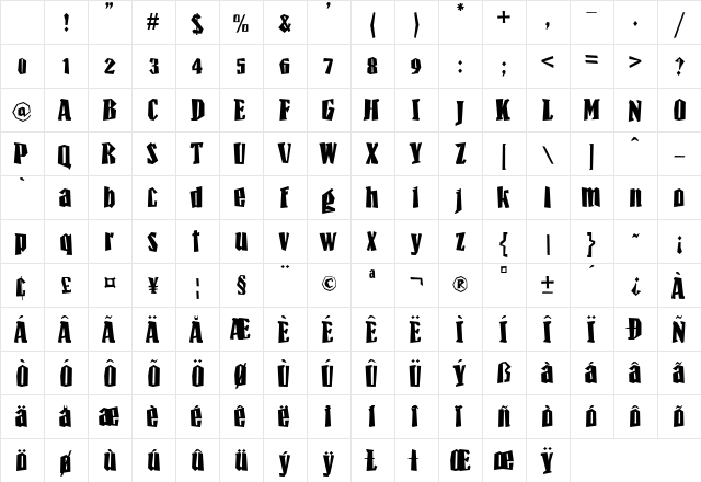 Paradiso Bold Character Map Paradiso Bold Character Map