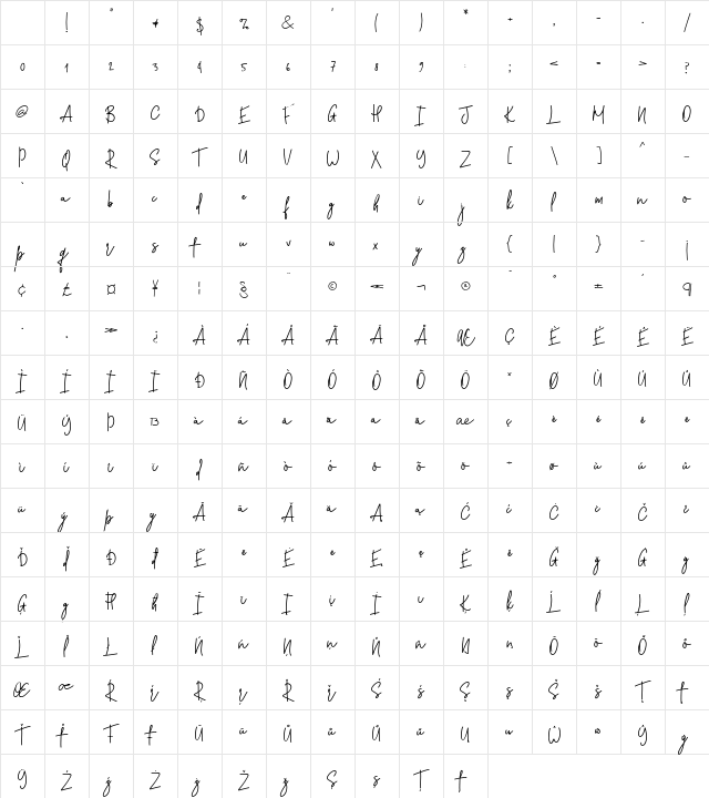 Stone Soul Regular Character Map