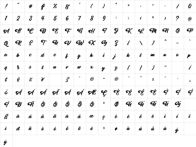 Oatlander Regular Character Map
