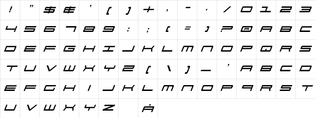 911 Porscha Italic Italic Character Map