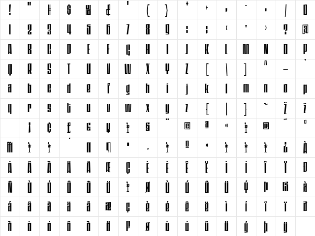 DaleysGothic Regular Character Map DaleysGothic Regular Character Map