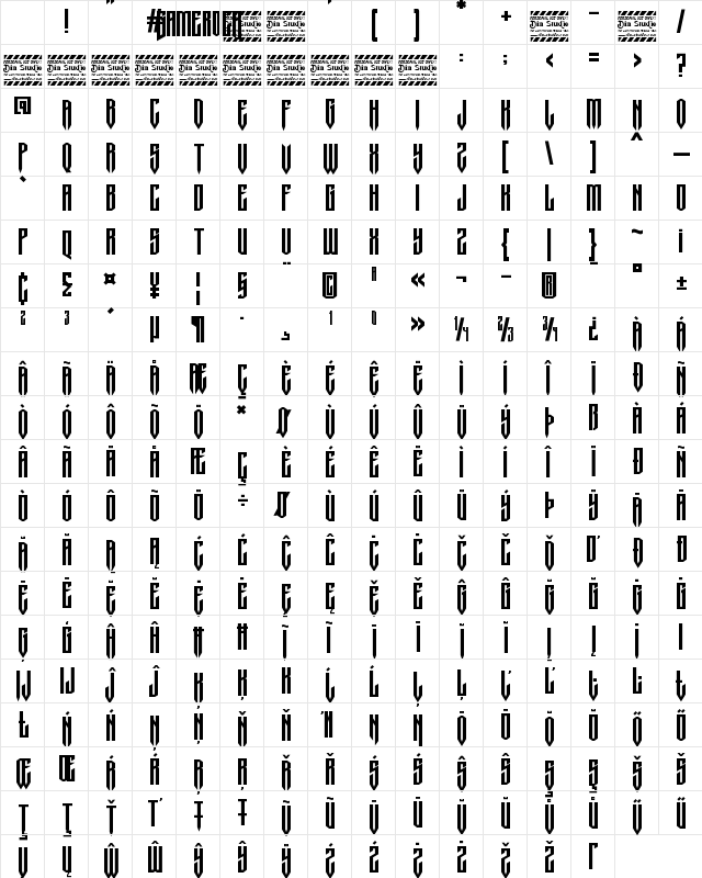 Gamerock Personal Use Regular Character Map Gamerock Personal Use Regular Character Map