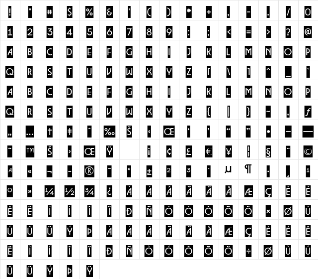 a_LancetCm Regular Character Map