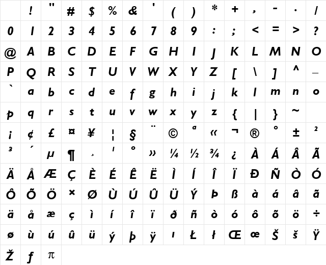 Gill Sans Bold Italic Character Map Gill Sans Bold Italic Character Map