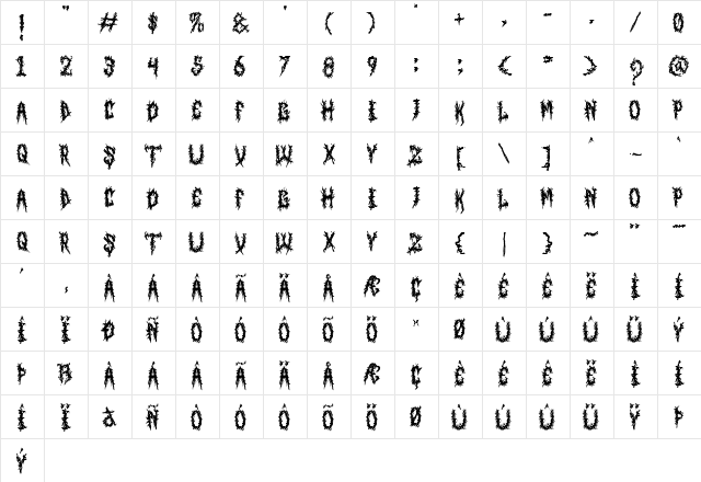 Evil Pop Regular Character Map Evil Pop Regular Character Map