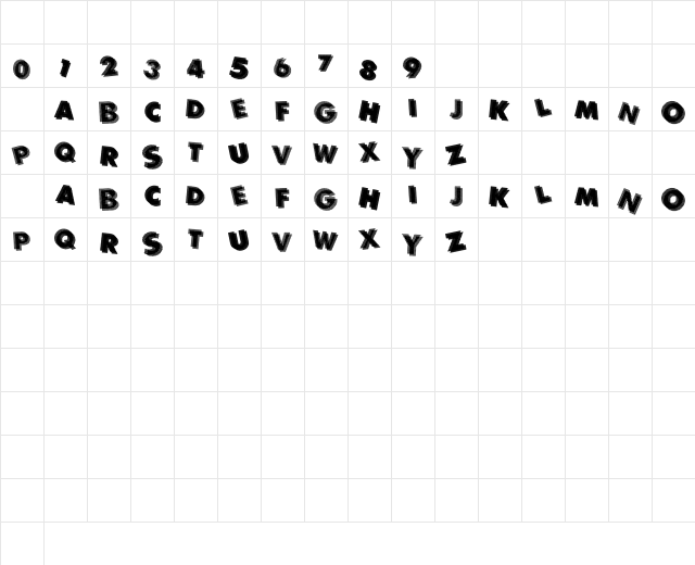 Panic Regular Character Map Panic Regular Character Map