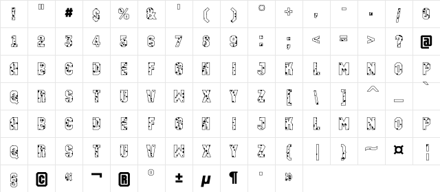 a_MachinaOrtoSpt Regular Character Map a_MachinaOrtoSpt Regular Character Map