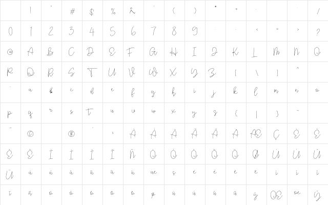 Rhythm Script Regular Character Map