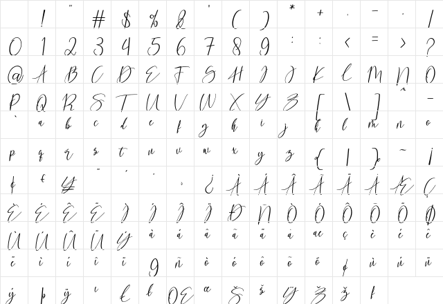 kallita Regular Character Map kallita Regular Character Map