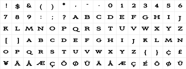 AvianoSlabBold Regular Character Map AvianoSlabBold Regular Character Map