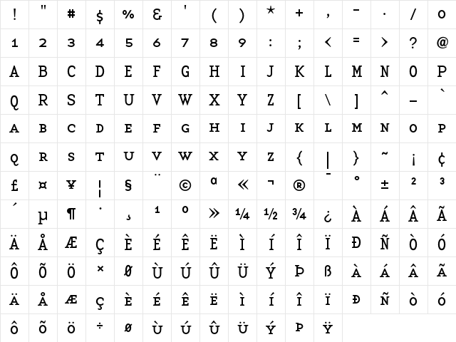 BaseTwelve Medium Character Map BaseTwelve Medium Character Map