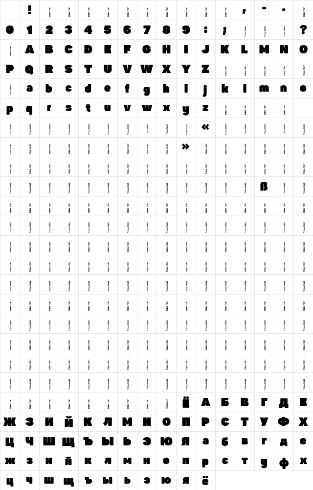 Panton-Trial Fat Regular Character Map Panton-Trial Fat Regular Character Map