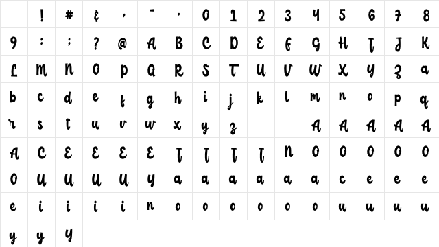 ChildishFree Regular Character Map