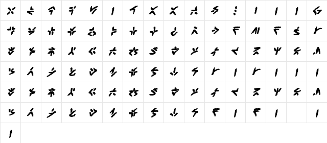 XenoTribal BB Bold Character Map