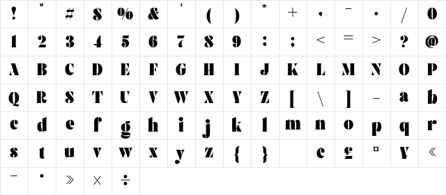 Brolike Regular Character Map