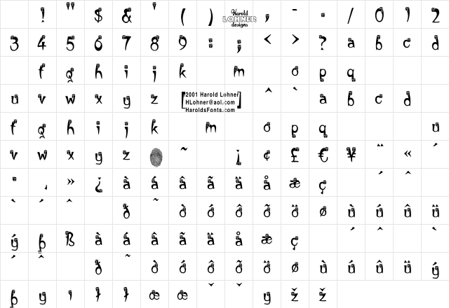 Shazi DEMO Character Map Shazi DEMO Character Map