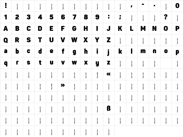 Panton Narrow-Trial Heavy Regular Character Map