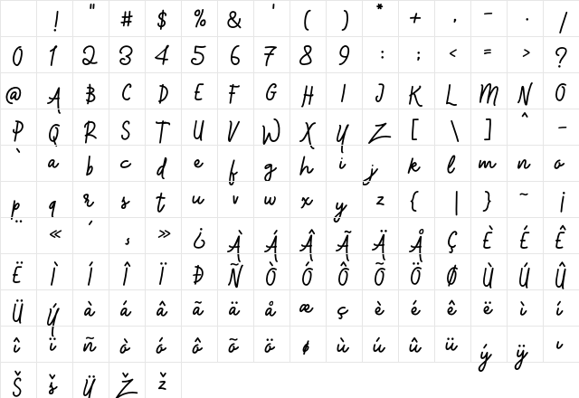 Magicline Regular Character Map Magicline Regular Character Map