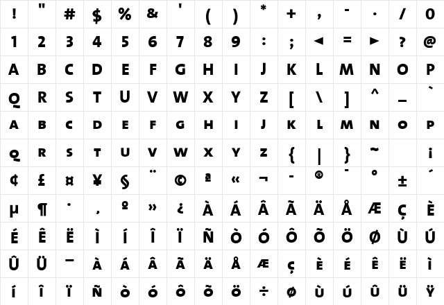 The Sans Extra Bold- ExtraBold Character Map The Sans Extra Bold- ExtraBold Character Map
