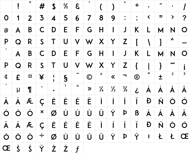 ADAM.CG PRO Regular Character Map