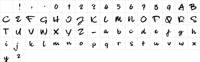 blackHand_TRIAL Regular Character Map blackHand_TRIAL Regular Character Map