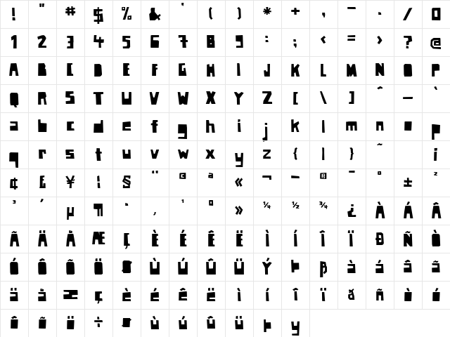 Paper Johnny Drei Regular Character Map