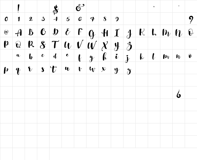 Gulya Script Regular Character Map