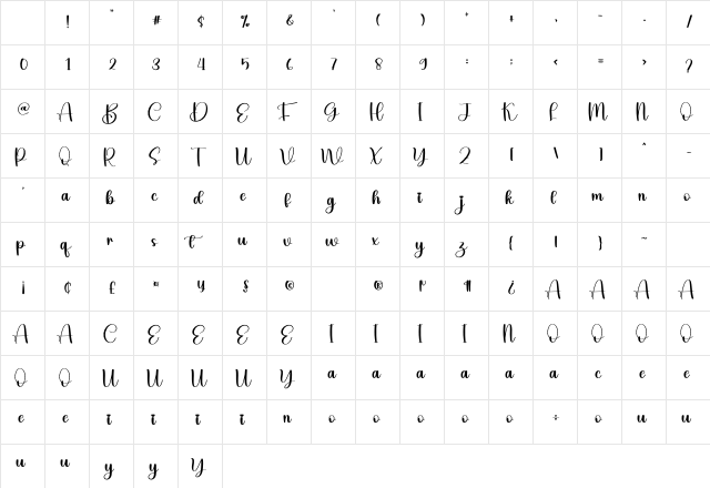 Back Regular Character Map Back Regular Character Map