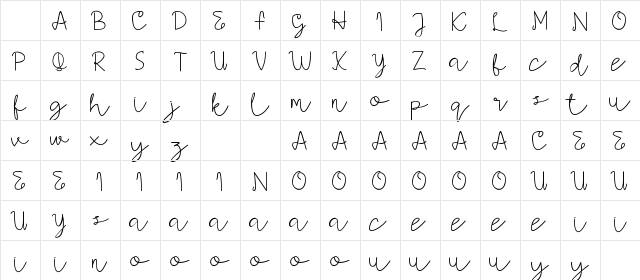 AMORICA SCRIPT DEMO Regular Character Map AMORICA SCRIPT DEMO Regular Character Map