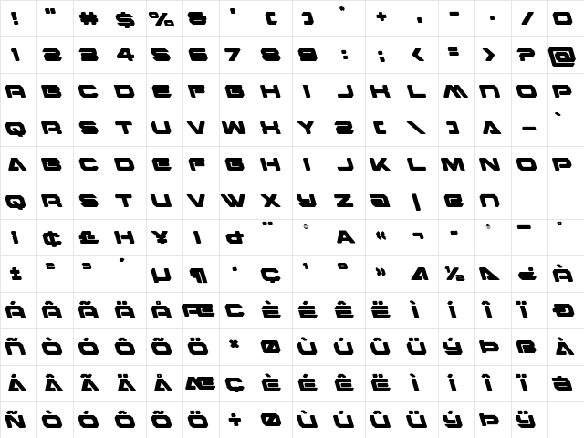 Hyper Viper Leftalic Italic Character Map Hyper Viper Leftalic Italic Character Map