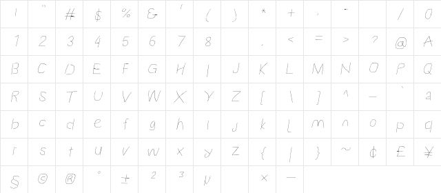Proton LitExtIt Character Map
