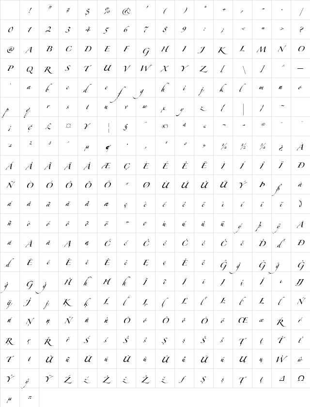 Zapfino Forte LT Pro Regular Character Map Zapfino Forte LT Pro Regular Character Map